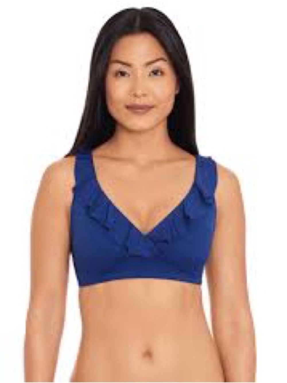 Lauren Ralph Lauren Blue Ruffle Bikini Top Women’s Size 6 NWT